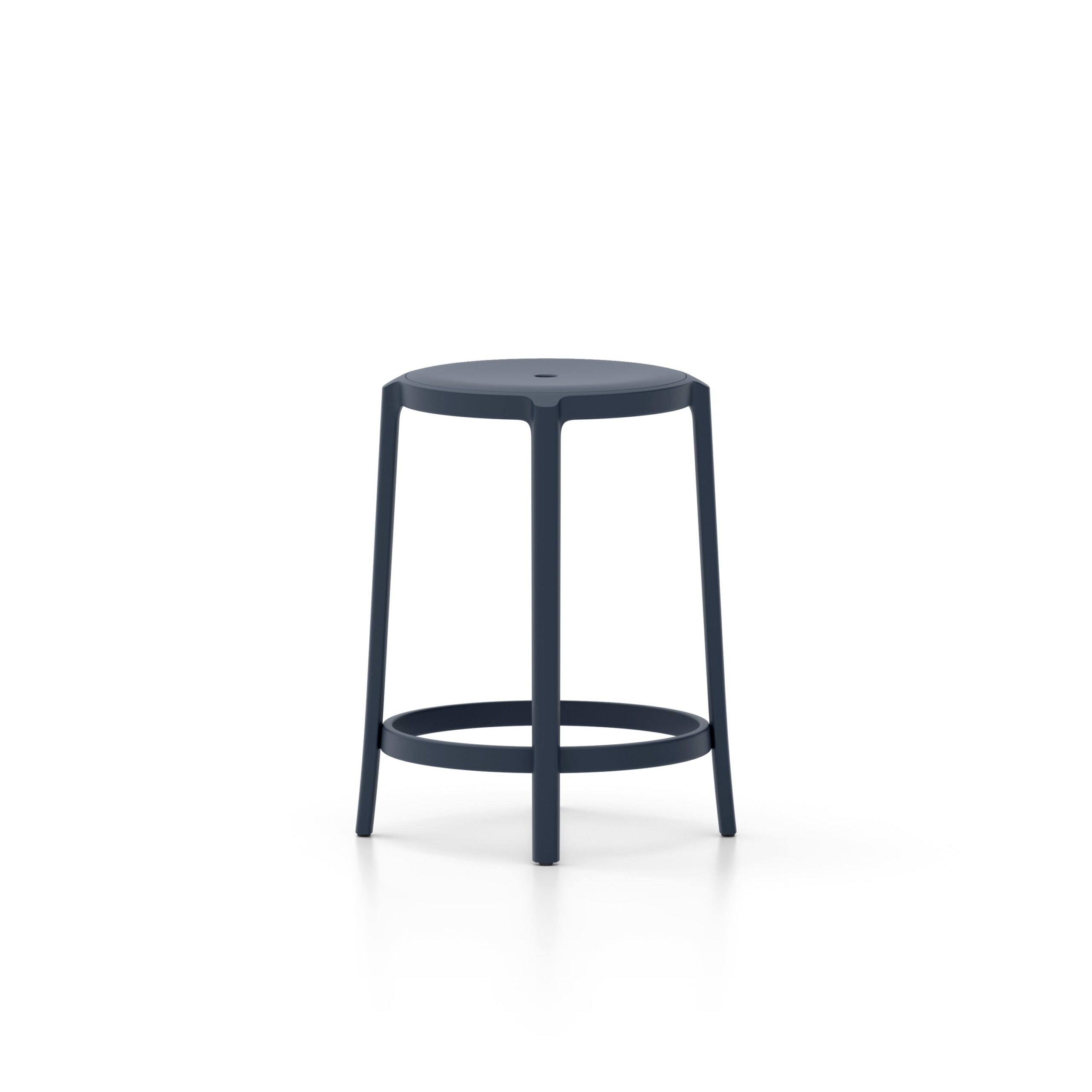 “Contemporary bar stool with recycled plastic seat from the On & On collection by Emeco.”