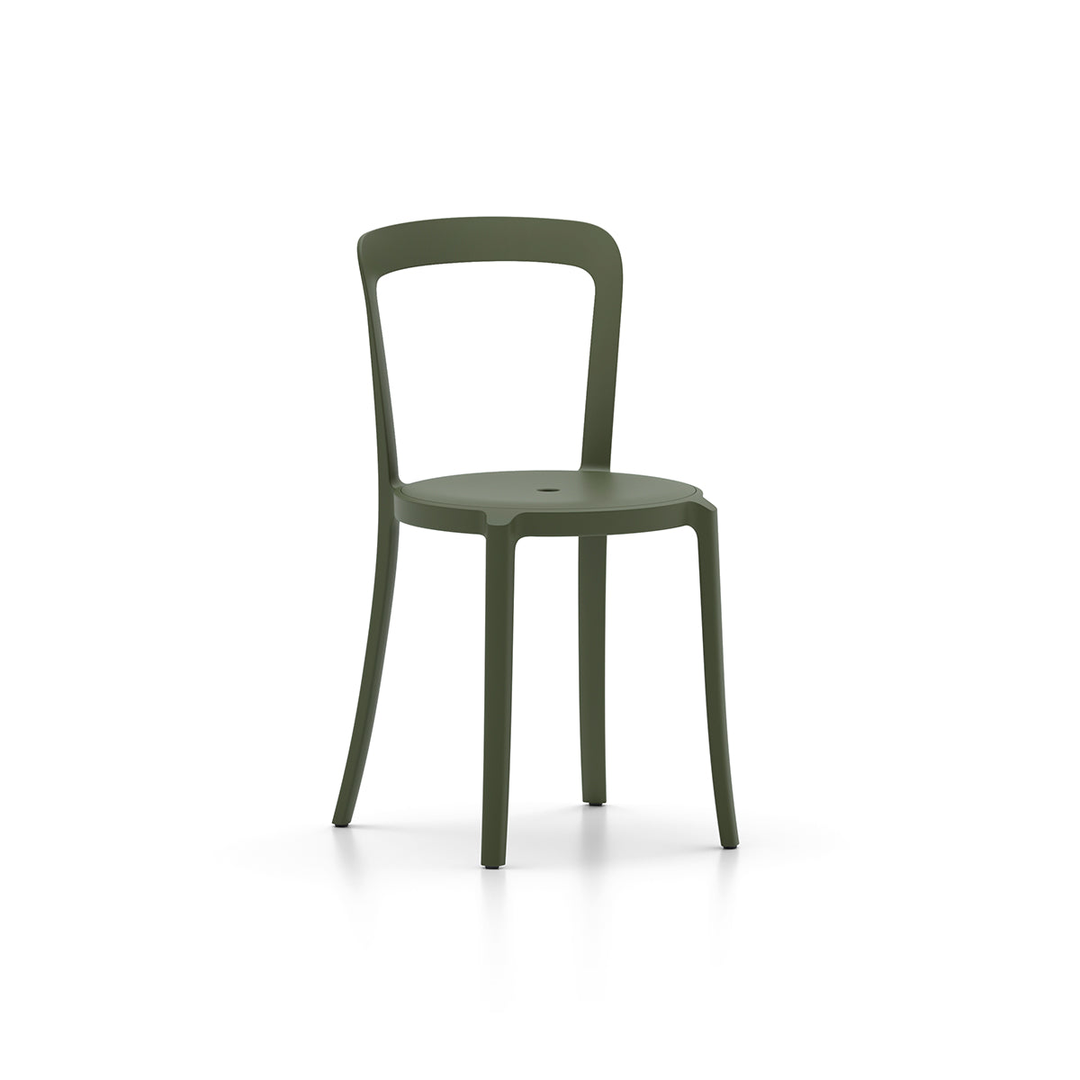 “On & On Chair with recycled plastic seat and durable frame, a timeless eco-friendly design by Edward Barber and Jay Osgerby.”