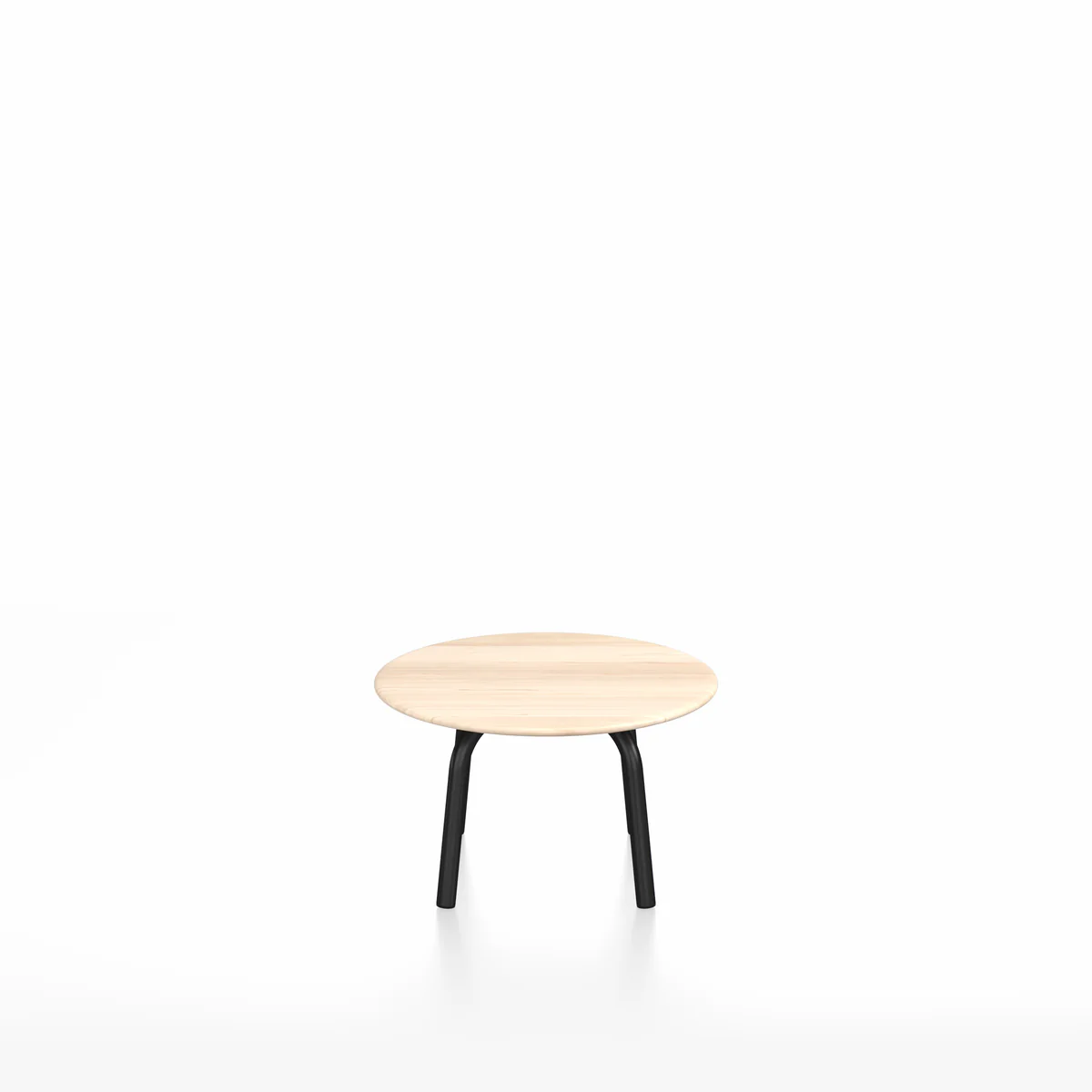 Round Parrish Low Table by Konstantin Grcic for Emeco with aluminum base and wood top.