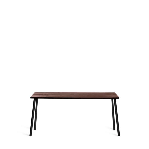 Slim-profile side table with a recycled aluminum frame and responsibly harvested wood top, available in ash, walnut, or Accoya, suitable for indoor and outdoor use.