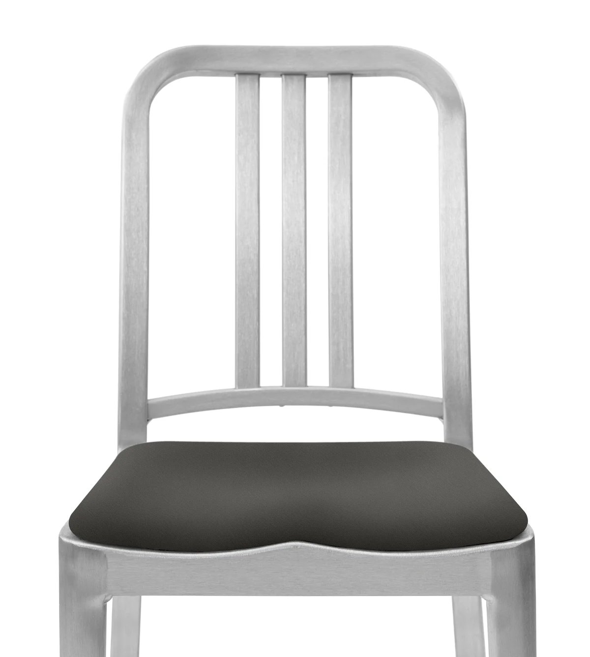 Handmade seat pad with fire-rated foam and recycled fabric, designed for Emeco chairs like 1006 Navy and 111 Navy.