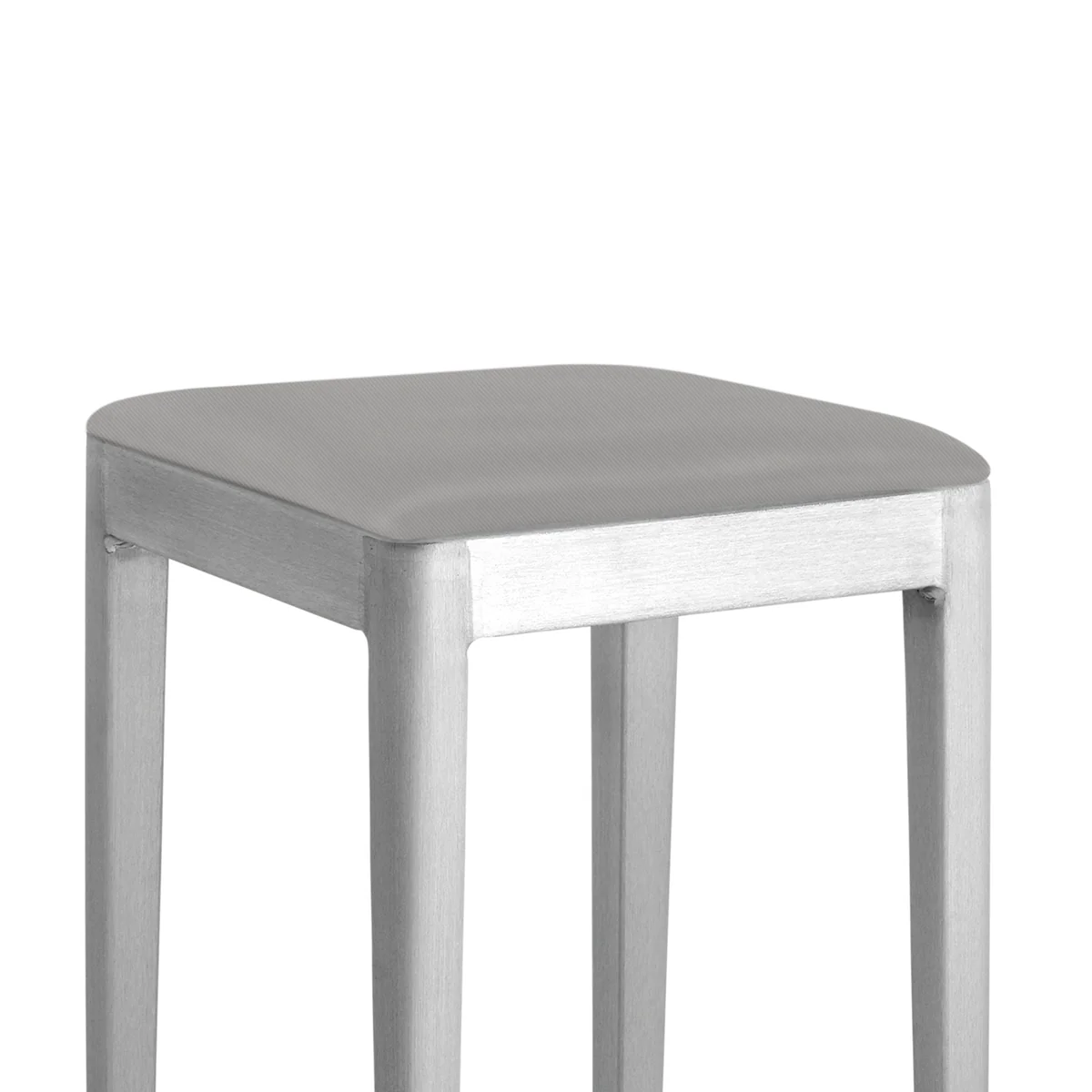 Emeco Stool seat pad in light grey fabric by Emeco, designed by Philippe Starck, provides comfort and style for the Emeco Stool, suitable for both indoor and outdoor use.