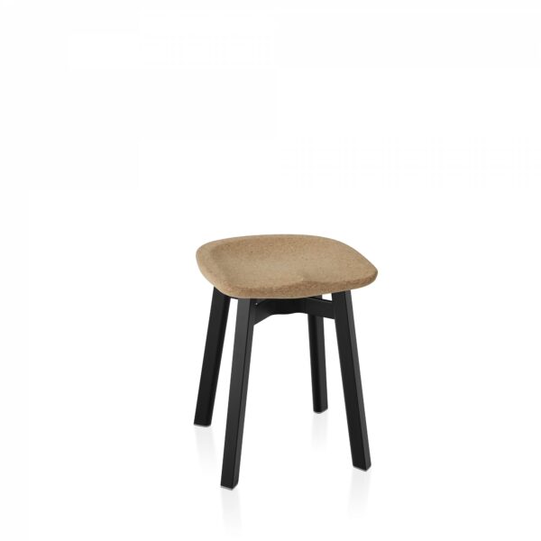 SU Small Stool by Nendo for Emeco with reclaimed oak seat and anodized aluminum legs.