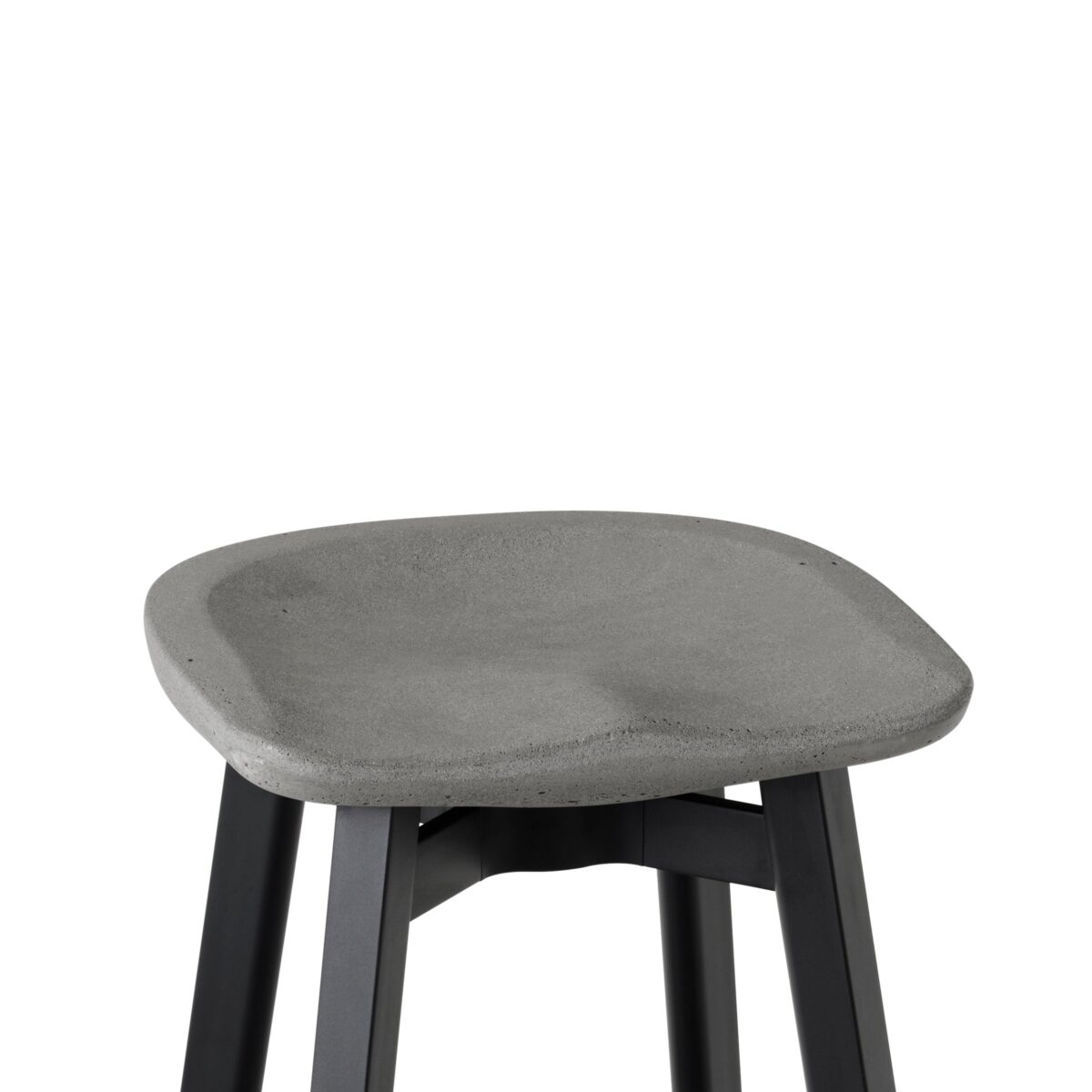 Minimalist SU Small Stool designed by Nendo for Emeco, featuring reclaimed oak seat.