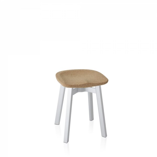 “Low SU Stool by Nendo for Emeco, crafted with recycled materials and designed for versatility in small spaces.”