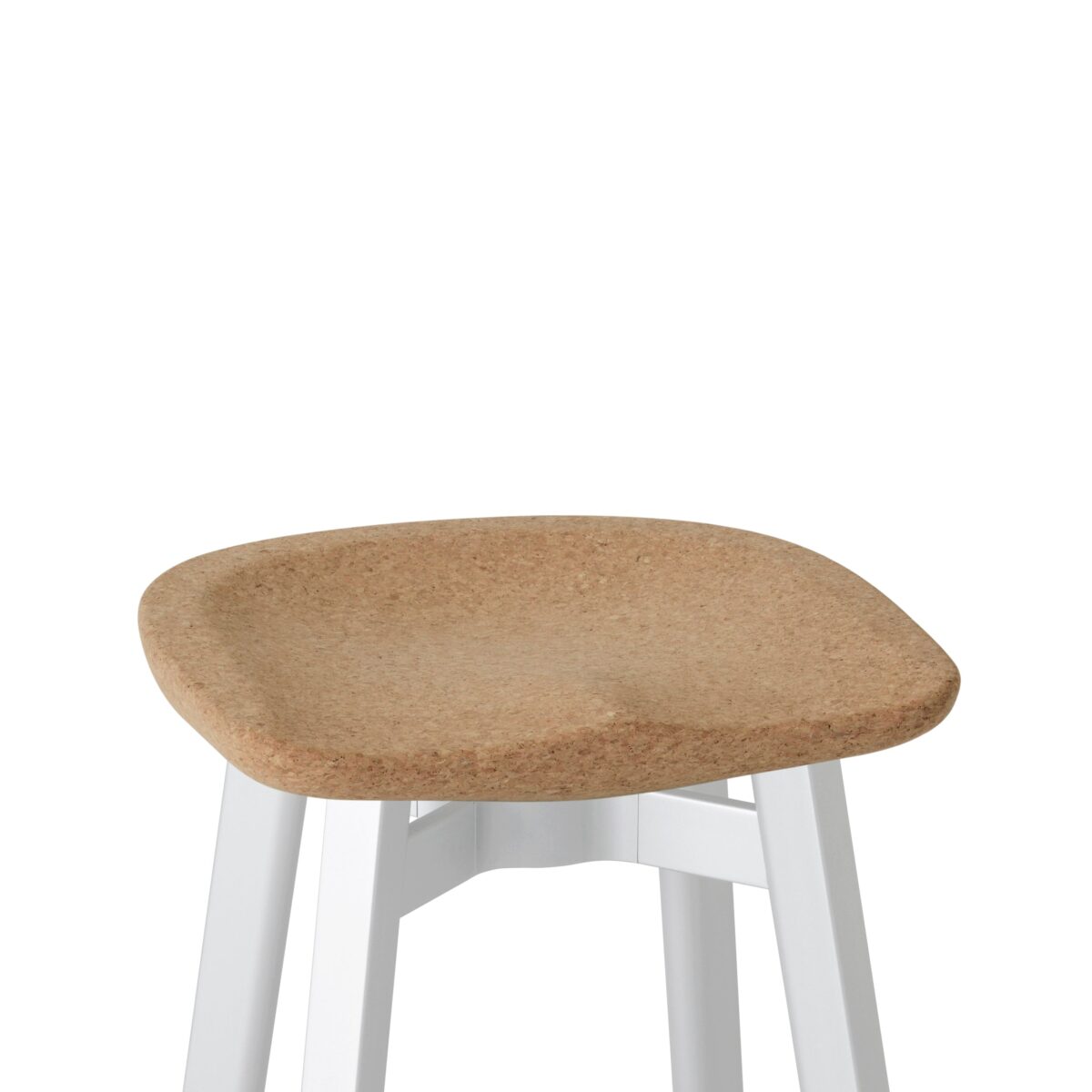 “Minimalist SU Small Stool by Emeco with clean lines and a round seat, designed by Nendo.”