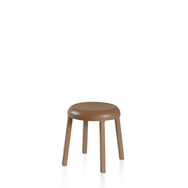 “Eco-friendly Emeco On & On stool featuring sustainable recycled plastic seating.”