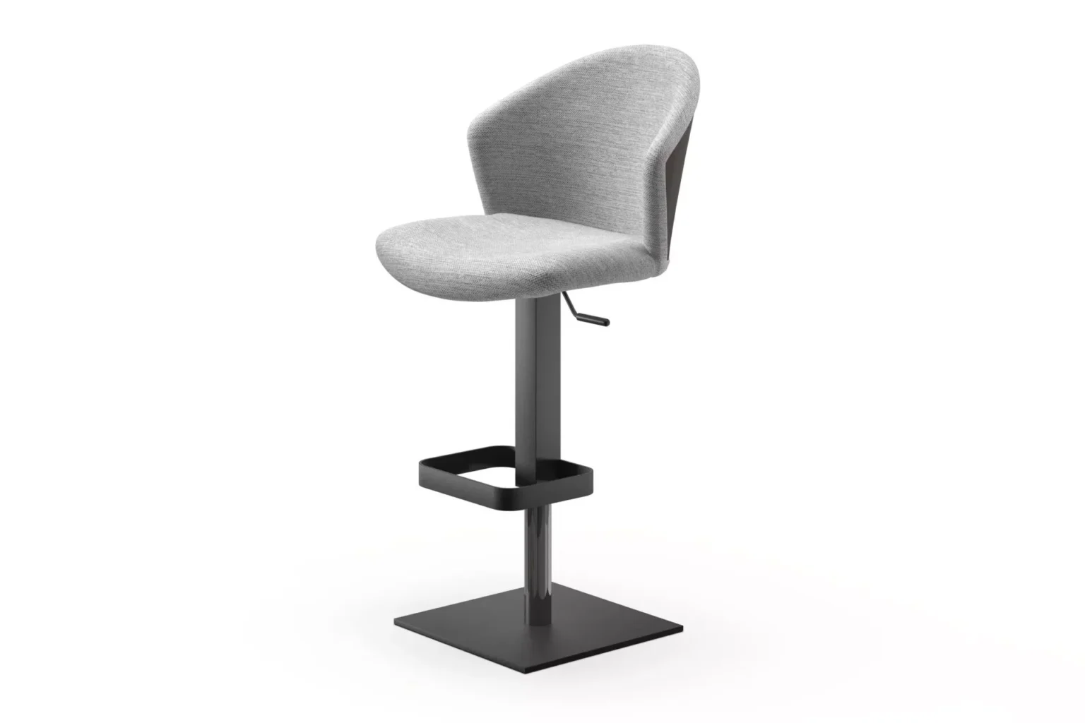 Peressini Glamour S dining chair in soft grey velvet with sculpted funnel‑shaped back and light wood legs, against a white backdrop.