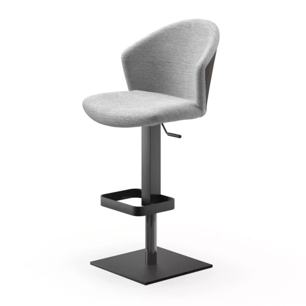 Peressini Glamour S dining chair in soft grey velvet with sculpted funnel‑shaped back and light wood legs, against a white backdrop.