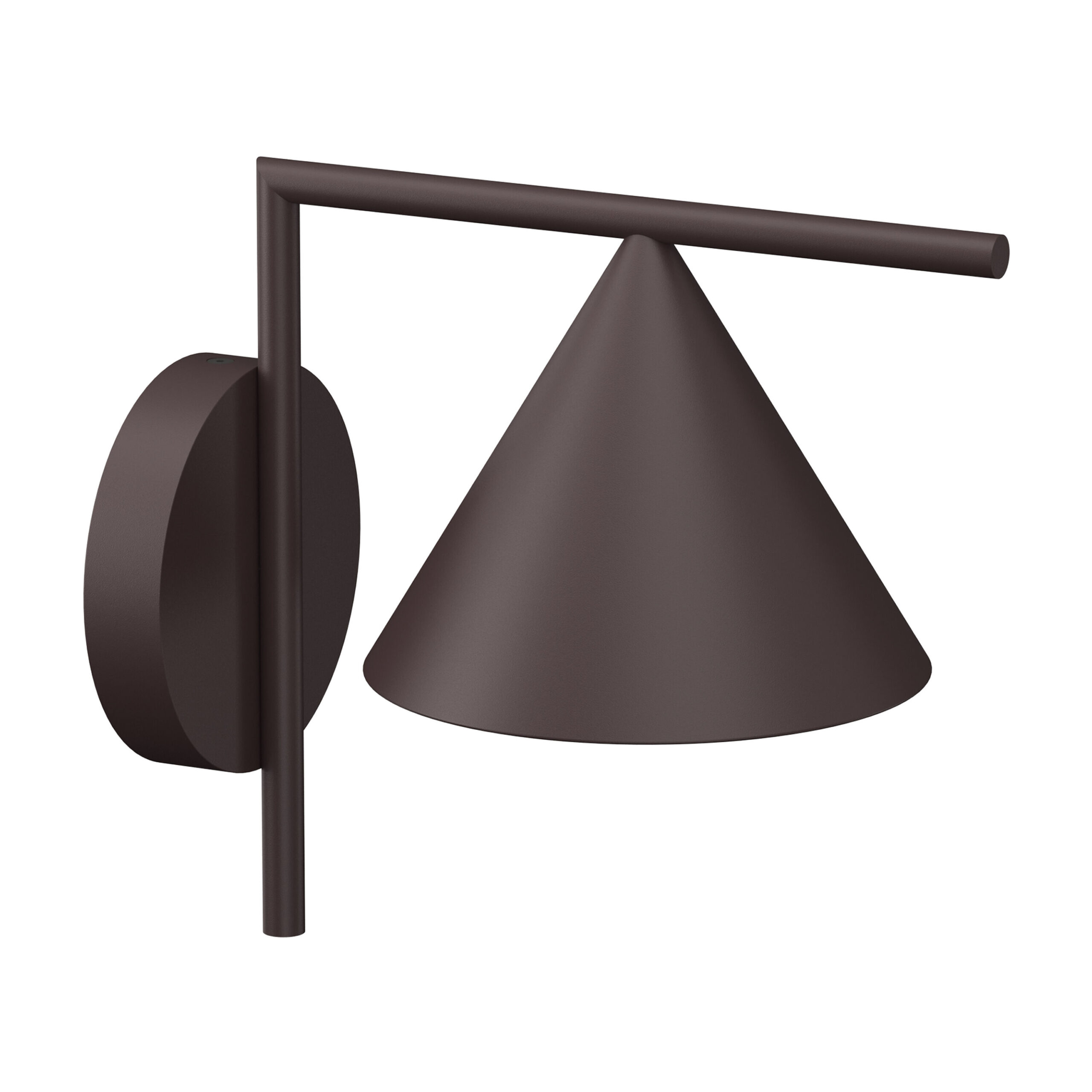 Captain Flint Outdoor W1 wall lamp by Flos with a pivoting brass shade and minimalist black mounting arm.