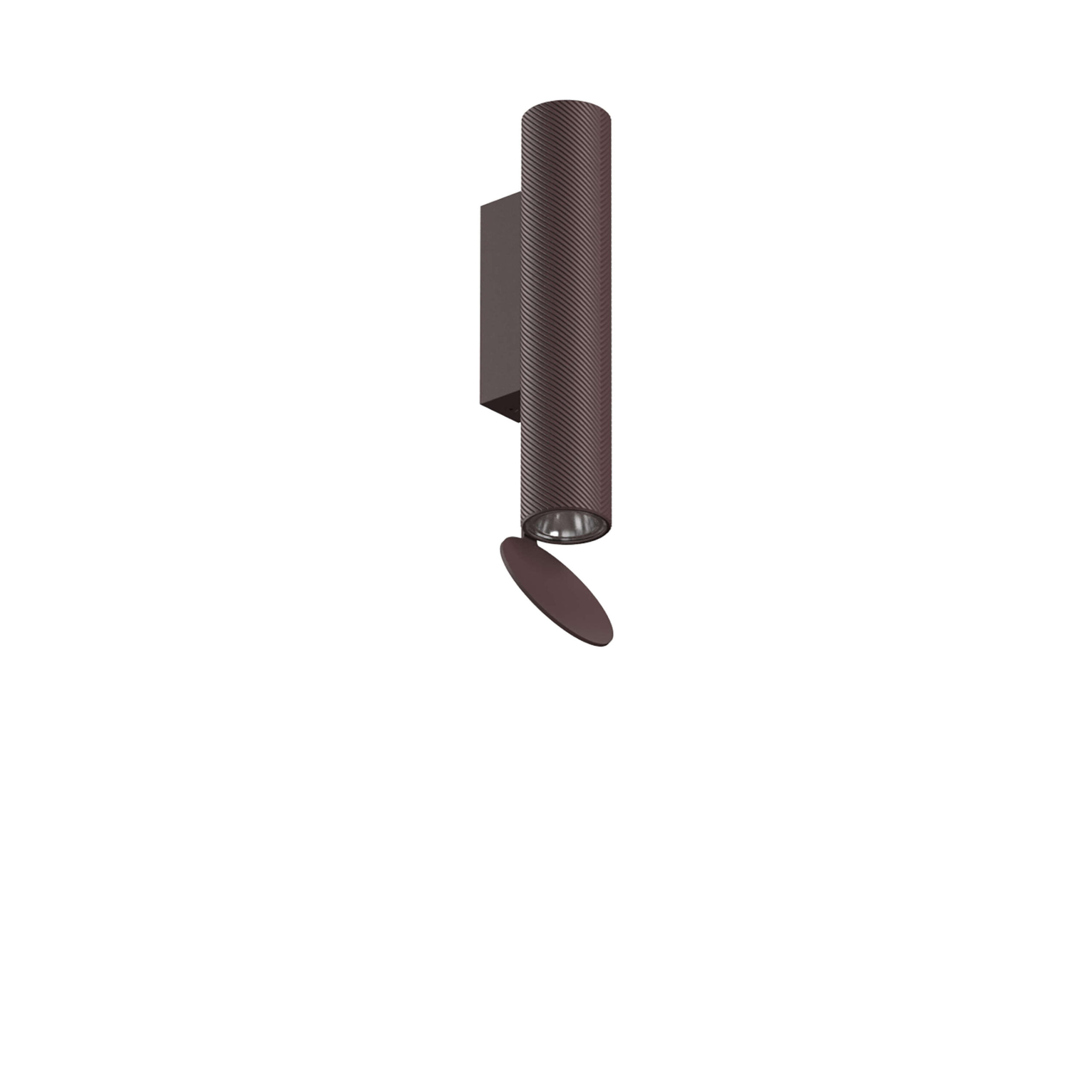 Flauta Spiga 1 wall light by Flos featuring a ribbed aluminum body and DALI-compatible dimmable LED.