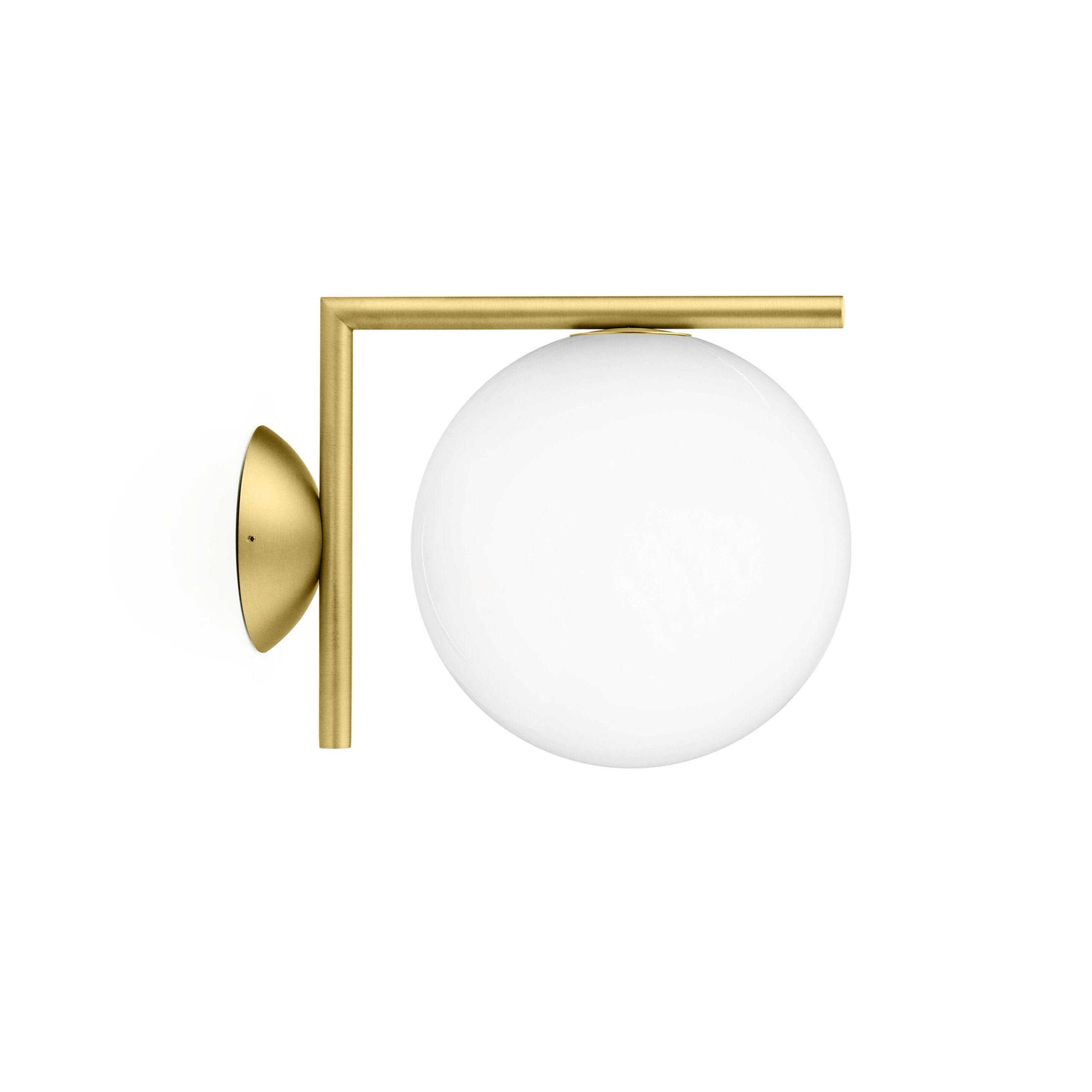 IC C/W1 Outdoor lamp by Flos featuring a spherical opaline diffuser mounted on a slim metal bracket.