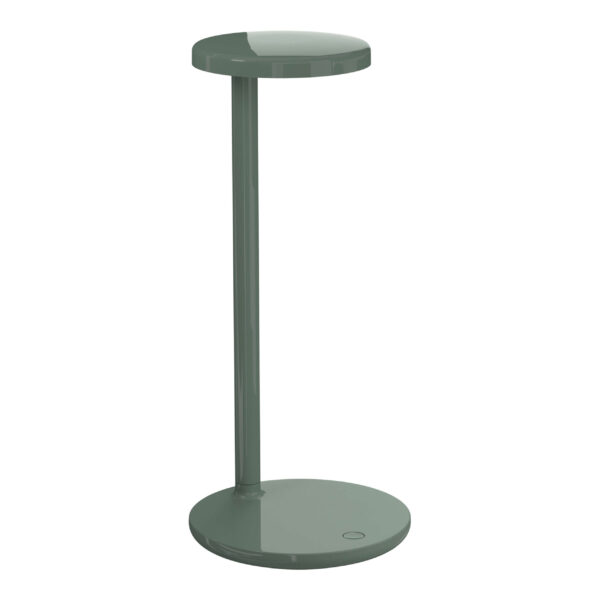 Modern Oblique desk lamp by Flos in matte black, featuring a slim vertical body and angled light head.