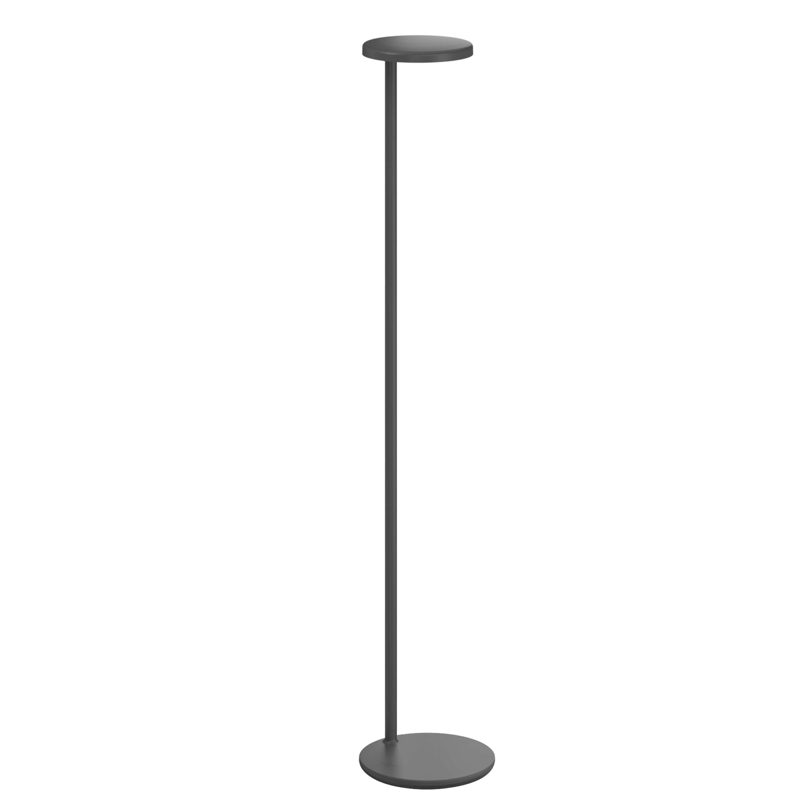 Oblique Floor by Flos, Flos Oblique Floor lamp in matte anthracite with ultra‑flat LED head casting asymmetrical beam over a reading chair
