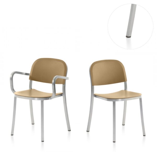 Set of four glides for 1-inch aluminum frame chairs by Emeco, providing floor protection.