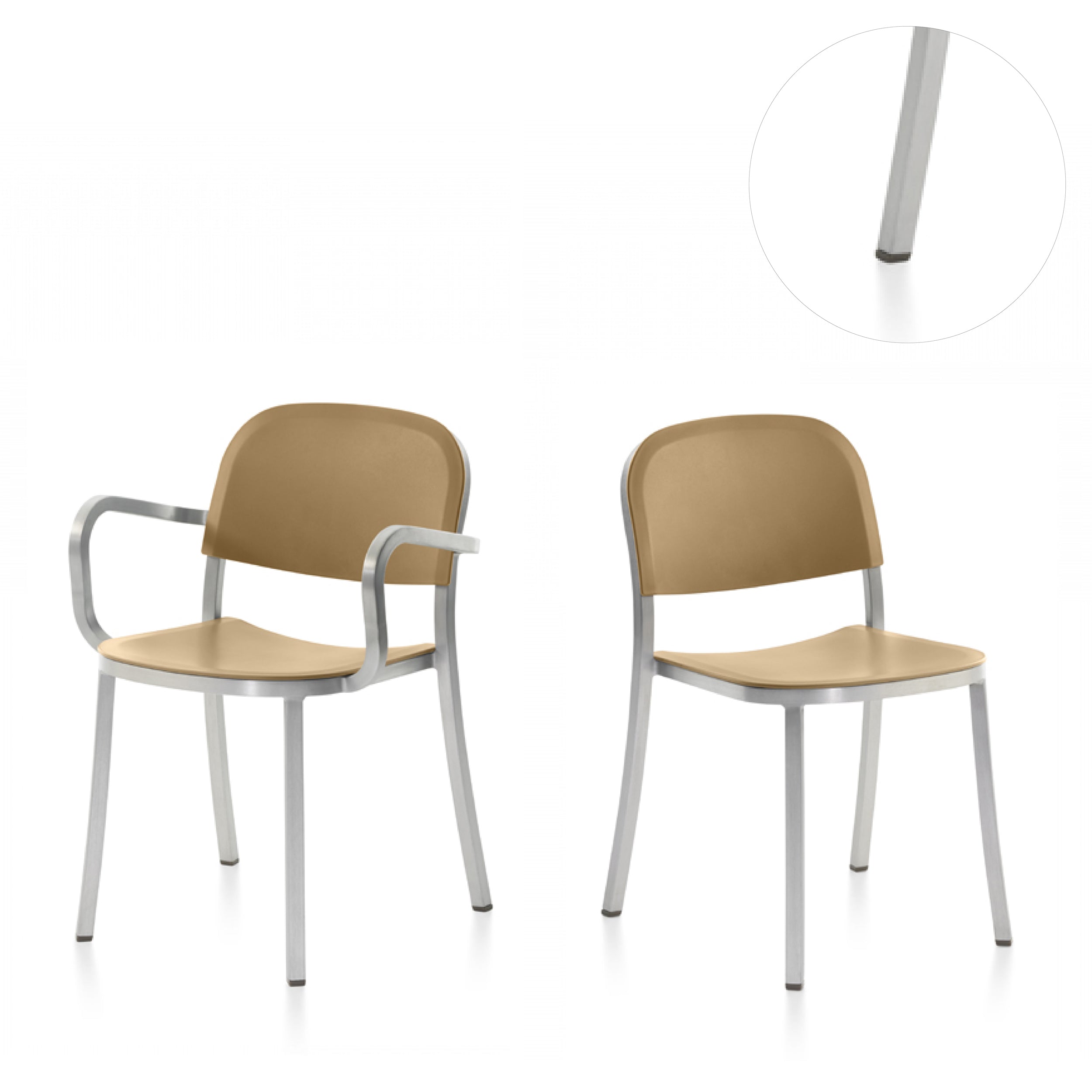 Set of four glides for 1-inch aluminum frame chairs by Emeco, providing floor protection.