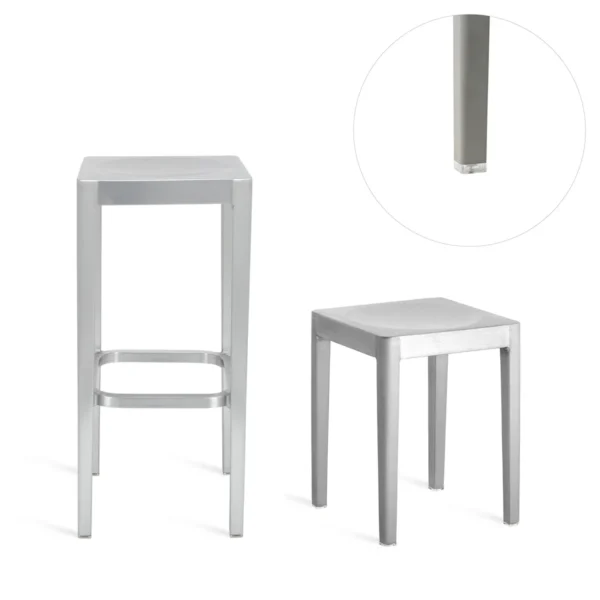 Glides for Emeco Stool (set of 4) by Emeco, designed by Philippe Starck, feature rubber feet to protect floors and ensure stability, suitable for both indoor and outdoor use.