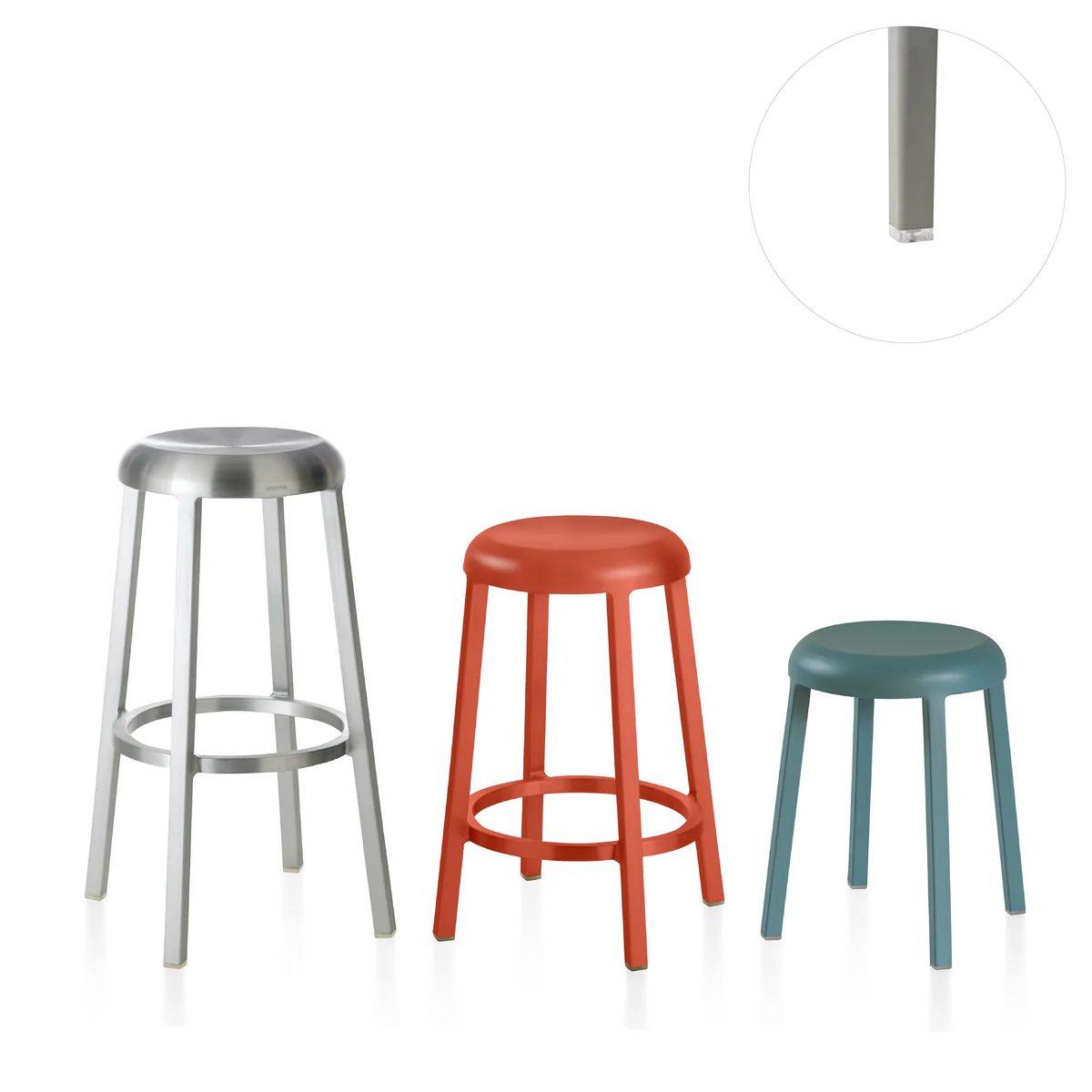 “Set of 4 Emeco glides for Za stools, designed for floor protection.”