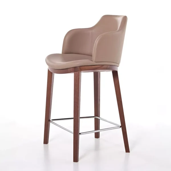 Glamour P chair by Peressini in velvet upholstery with rounded back and gold-toned metal legs.