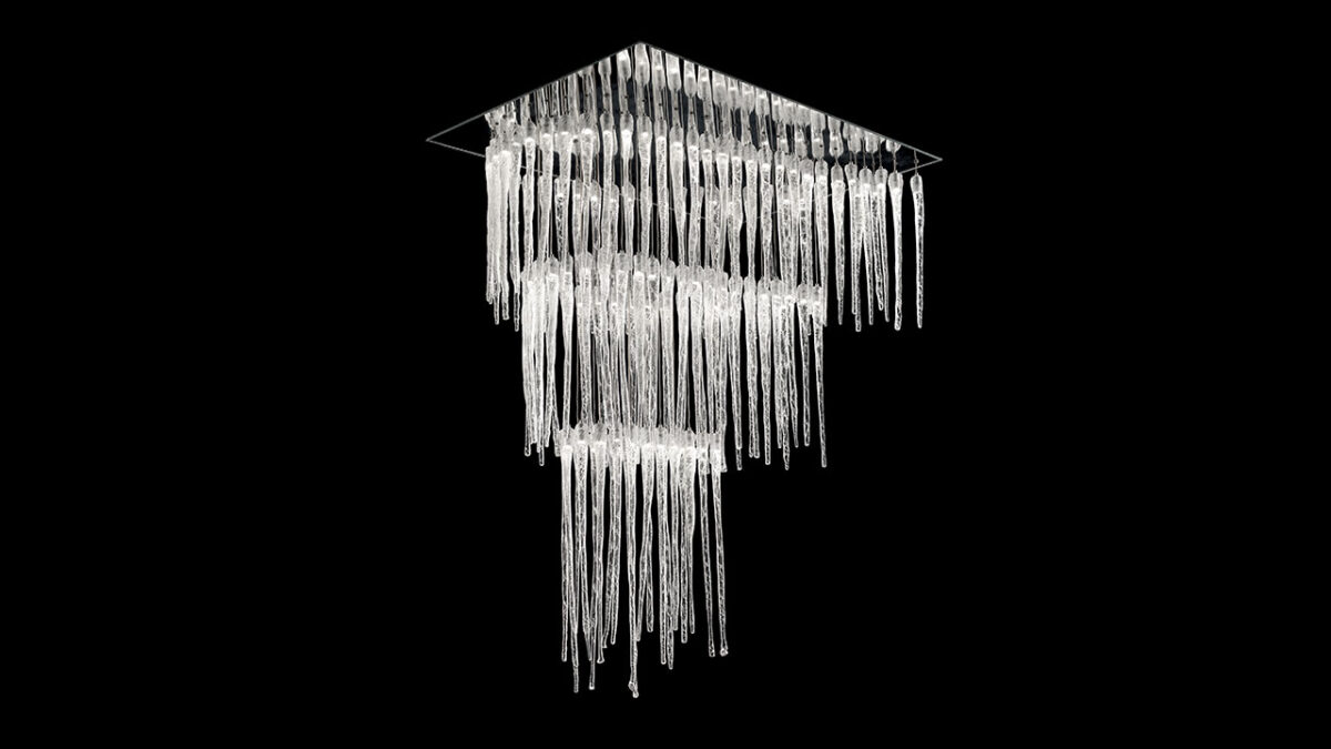 Ice Chandelier Reflex luxury Italian glass chandelier with sculptural frozen effect tailored for upscale interiors in Royal Oak Michigan