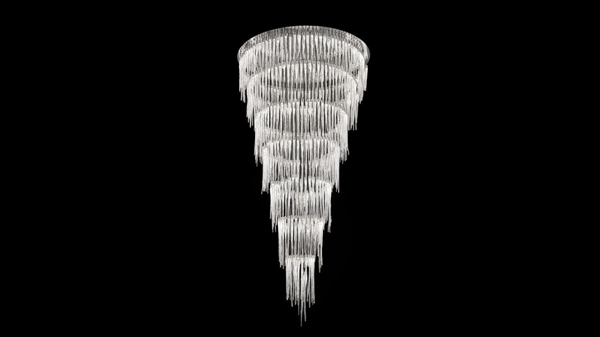 Ice Chandelier Reflex luxury Italian glass chandelier with sculptural frozen effect tailored for upscale interiors in Royal Oak Michigan