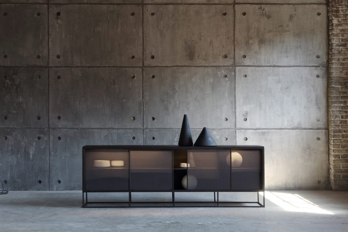 Modern sideboard with clean lines and steel frame by Zeusnoto.