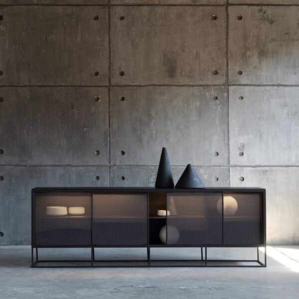 Modern sideboard with clean lines and steel frame by Zeusnoto.