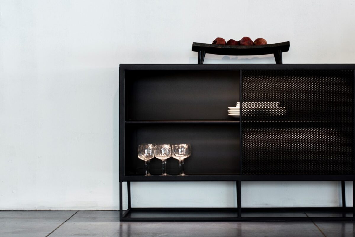 Modern sideboard with clean lines and steel frame by Zeusnoto.
