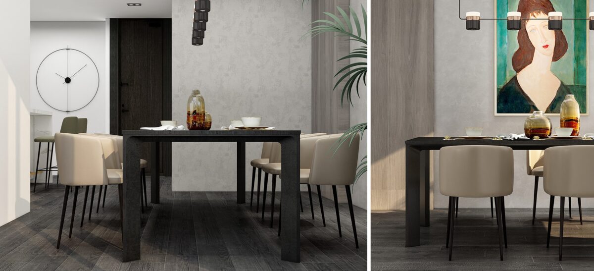 Sleek dining chair with upholstered seat and high backrest by Camerich.