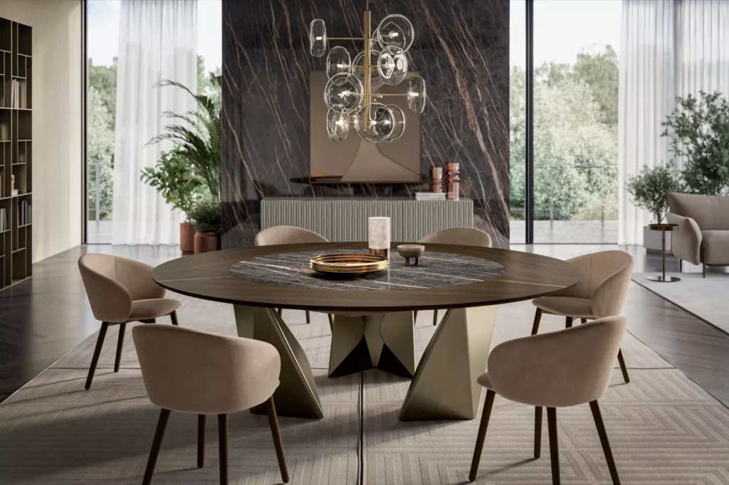 Detail shot of Kaleido by Bontempi highlighting the precision-cut panels and premium finish.