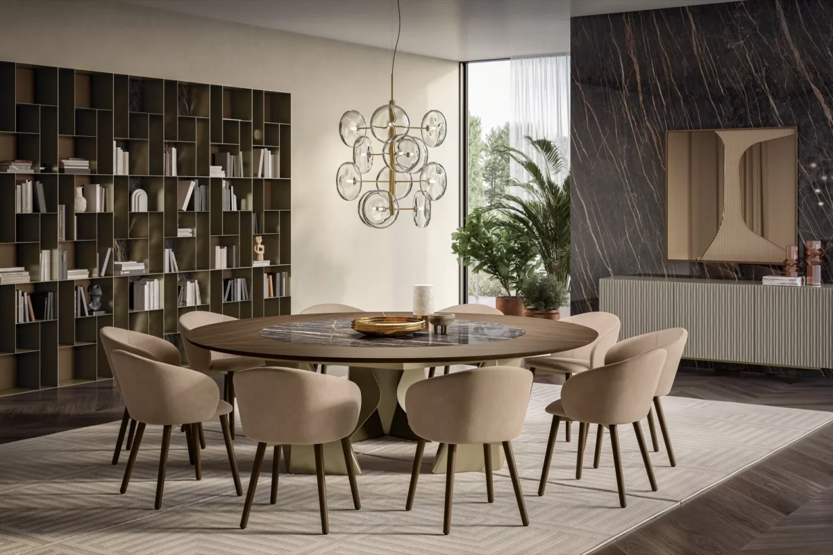 Detail shot of Kaleido by Bontempi highlighting the precision-cut panels and premium finish.