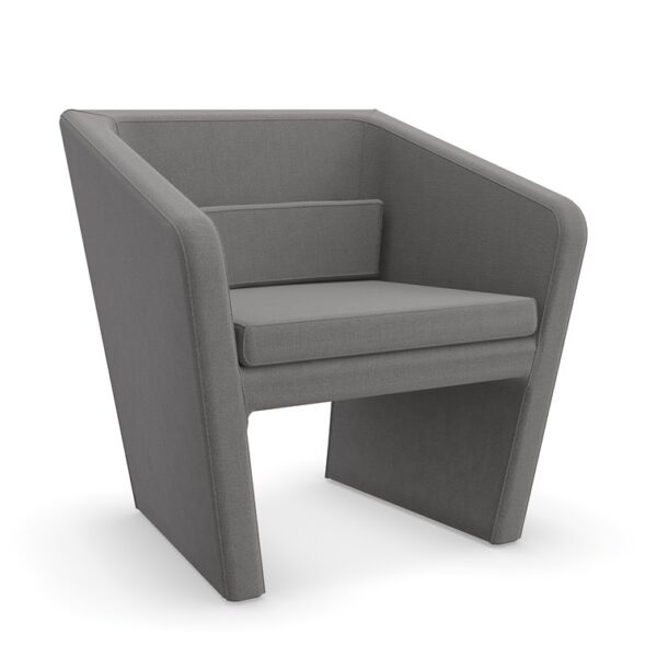Modern accent chair featuring a sleek, clean-lined design with rounded corners, ideal for adding a contemporary touch to living rooms in Royal Oak, Michigan.