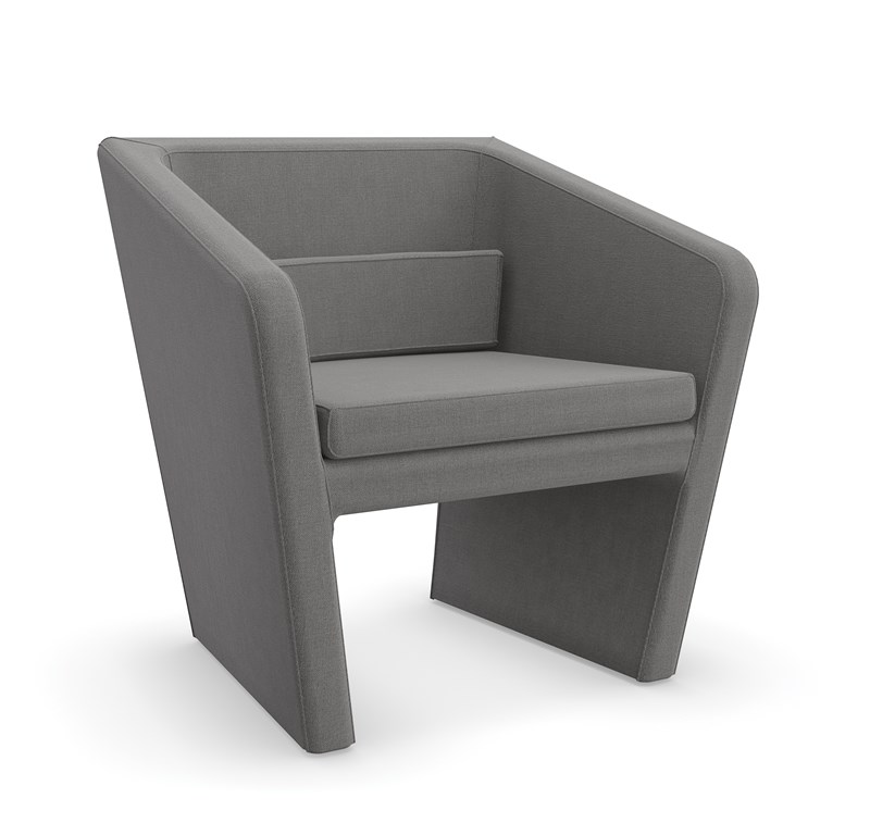 Modern accent chair featuring a sleek, clean-lined design with rounded corners, ideal for adding a contemporary touch to living rooms in Royal Oak, Michigan.