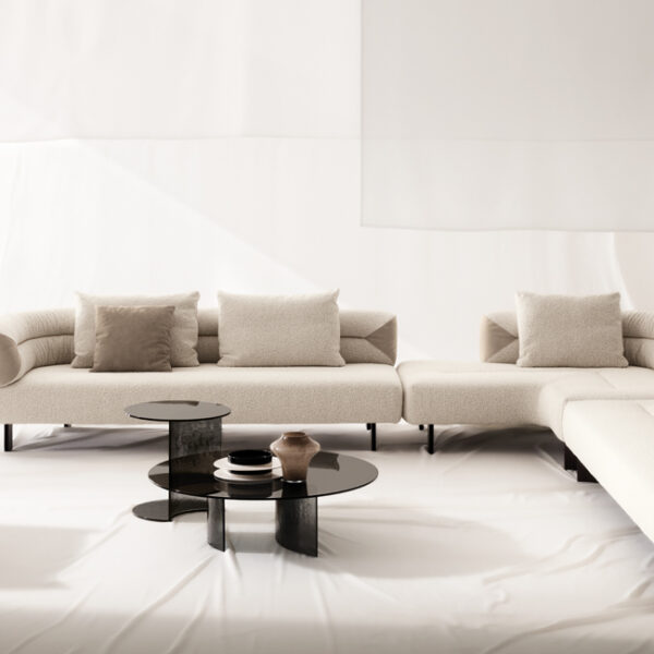 Luxurious Clarence sofa by Nicoline upholstered in soft leather with wide armrests.