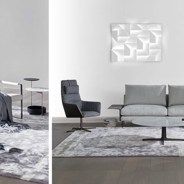 Compact lounge chair with soft upholstery