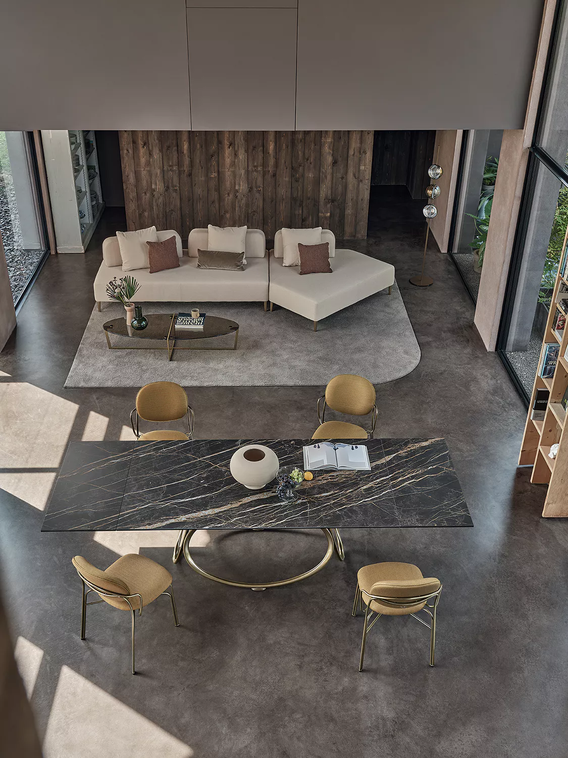 Side angle of Louis by Bontempi showcasing its slender frame and contoured seat.