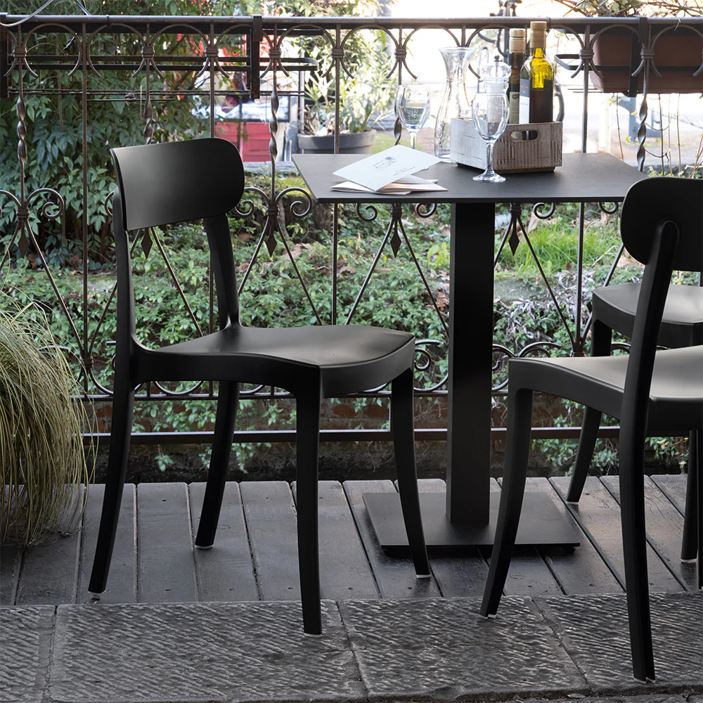“Side view of LOCANDA by Connubia – contemporary wood chair with minimalist design”