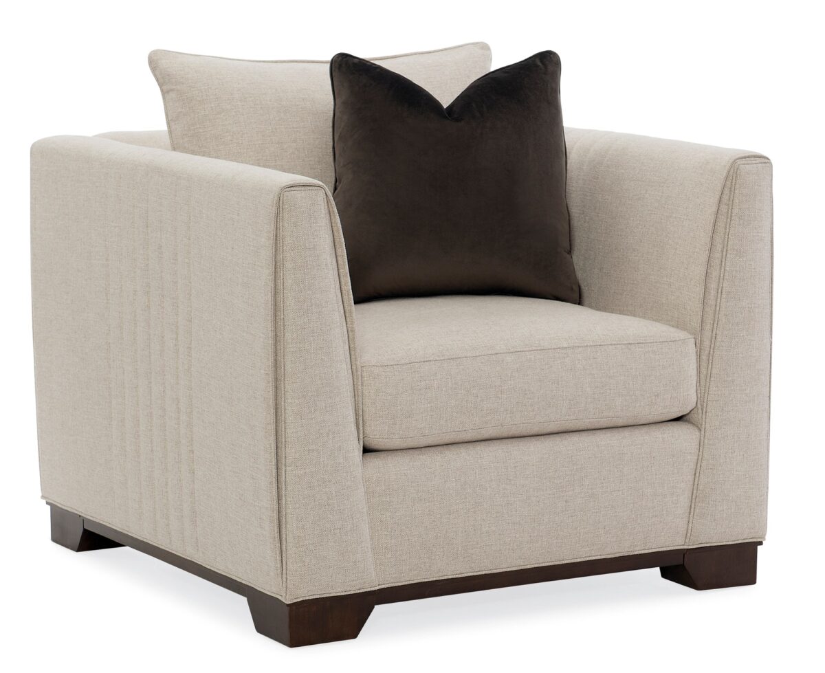 Stylish and sophisticated modern accent chair featuring clean lines and luxurious upholstery, perfect for upscale interiors in Royal Oak, Michigan.