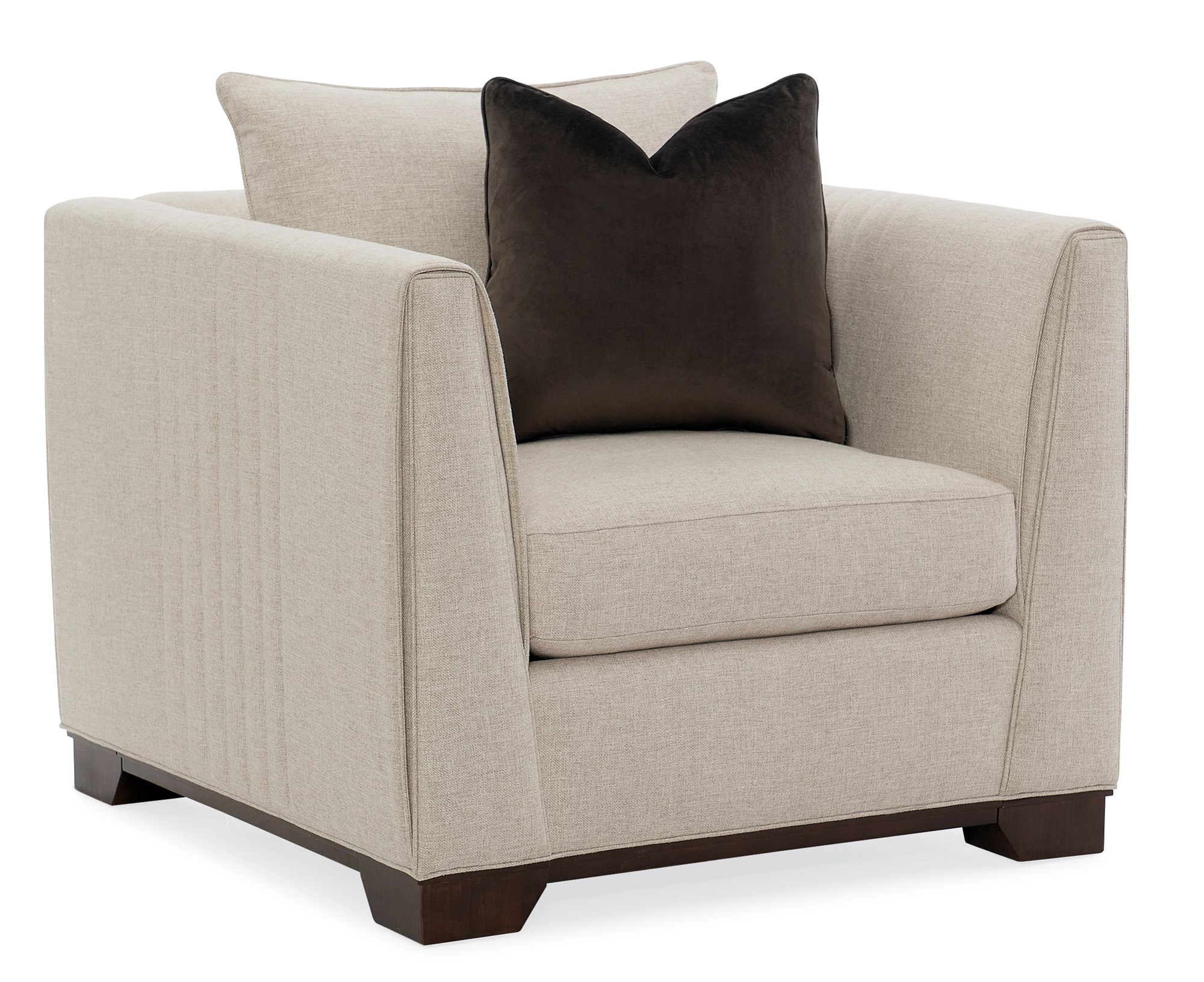Stylish and sophisticated modern accent chair featuring clean lines and luxurious upholstery, perfect for upscale interiors in Royal Oak, Michigan.