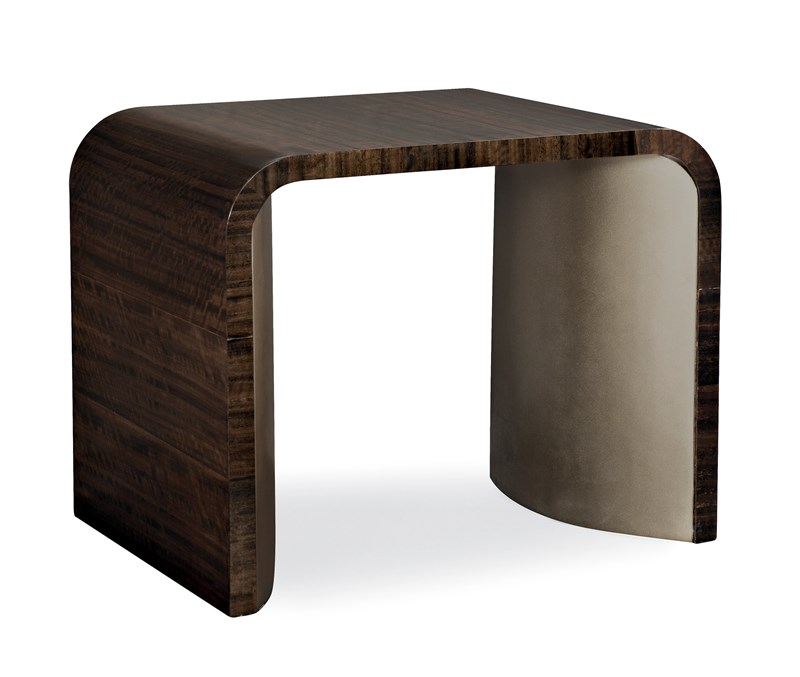 Caracole Streamline End Table with a luxurious fumed eucalyptus wood top and smoked bronze pedestal accents, available in Royal Oak, Michigan.Caracole Streamline End Table with a luxurious fumed eucalyptus wood top and smoked bronze pedestal accents, available in Royal Oak, Michigan.Caracole Streamline End Table with a luxurious fumed eucalyptus wood top and smoked bronze pedestal accents, available in Royal Oak, Michigan.