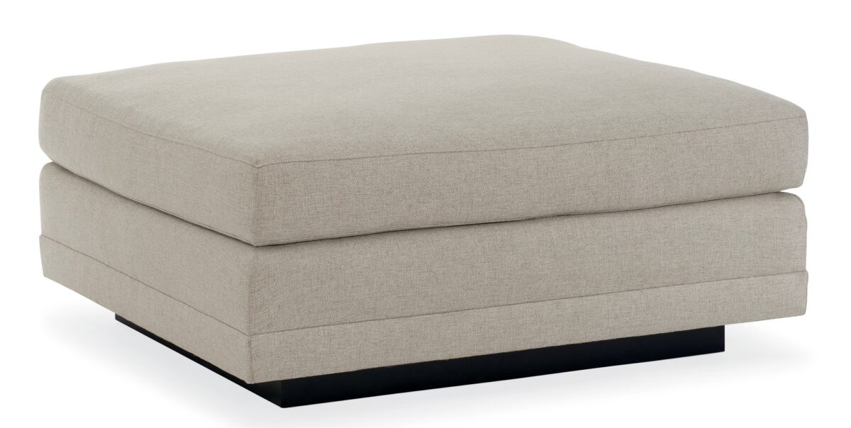 Elegant and versatile Fusion Ottoman by Caracole, featuring a sleek design and luxurious upholstery, perfect for adding comfort and style to any room.