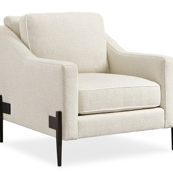 Modern accent chair featuring bold lines and luxurious fabric, ideal for contemporary living rooms in Royal Oak, Michigan
