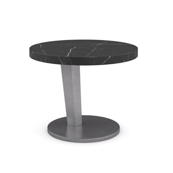 Caracole La Moda Short Spot Table featuring a black marble top and smoked stainless metal base, designed for modern sophistication in contemporary spaces.