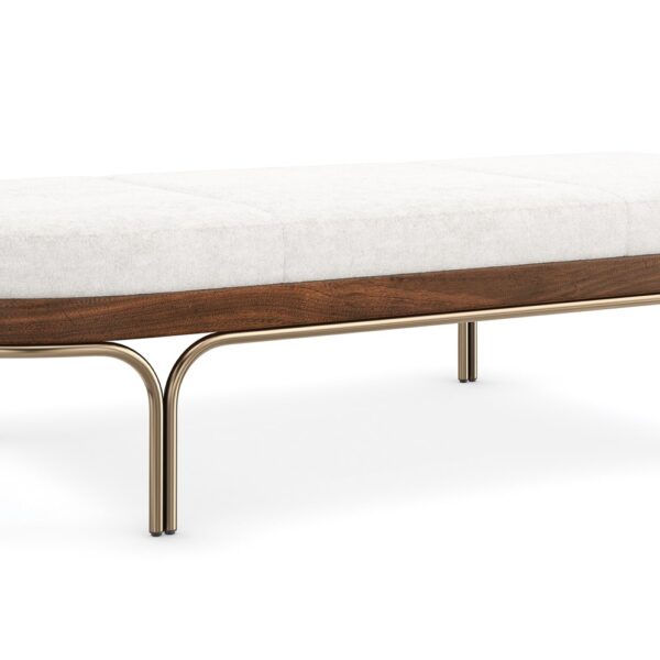 Caracole Rhythm Chaise, modern chaise lounge, luxury reclining chaise, upholstered lounge chair, walnut bronze chaise, contemporary living room furniture.