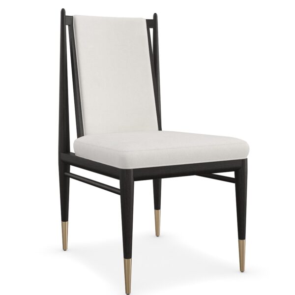 Stylish and sophisticated Unity Dark Dining Chair by Caracole, featuring a sleek design with dark, luxurious upholstery and modern detailing for an elegant dining experience.