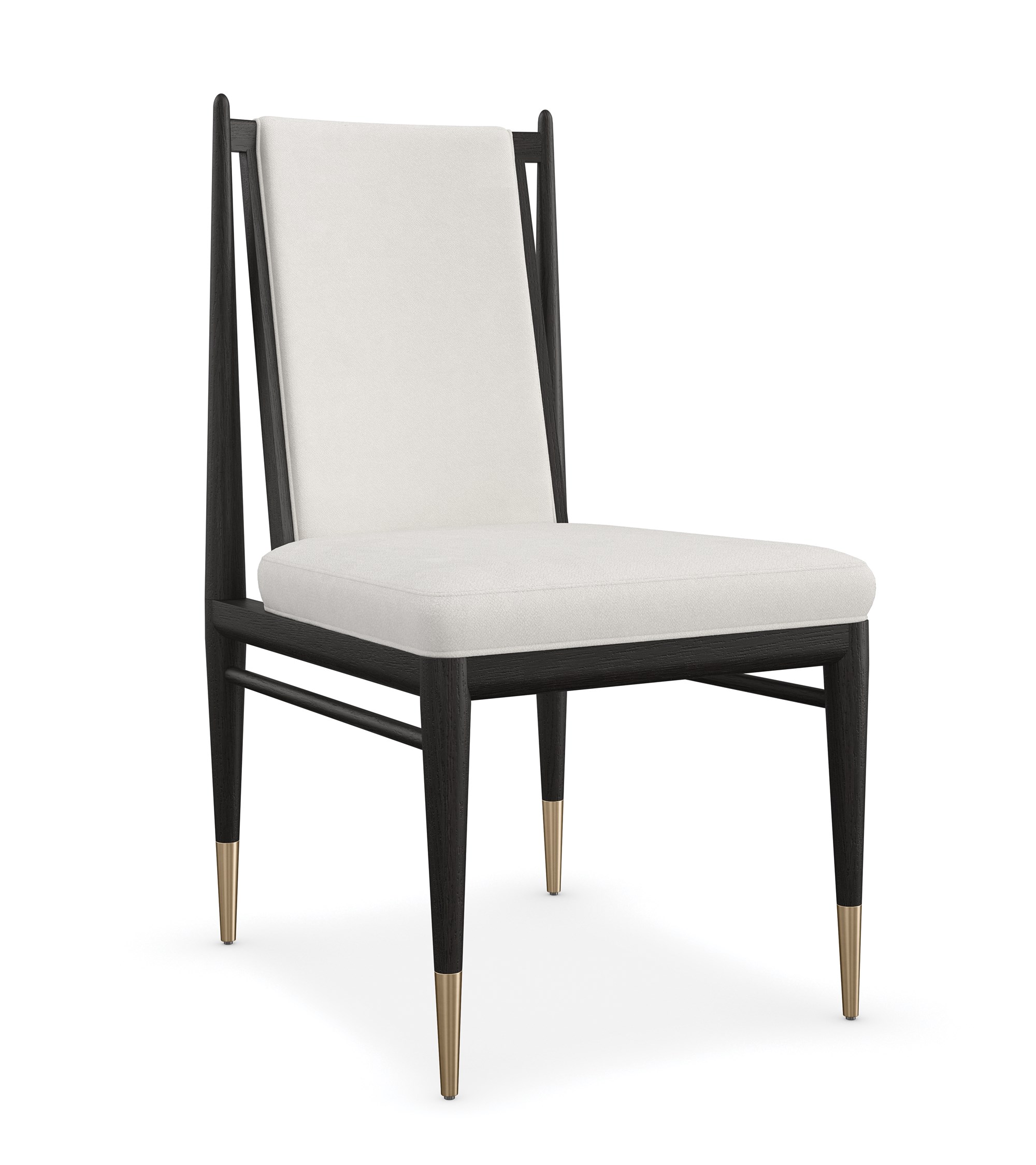 Stylish and sophisticated Unity Dark Dining Chair by Caracole, featuring a sleek design with dark, luxurious upholstery and modern detailing for an elegant dining experience.