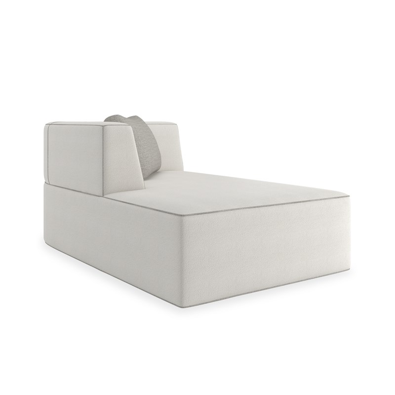 Luxurious left-arm-facing chaise lounge with a modern silhouette and elegant upholstery, MARBELLA LAF Chaise by Caracole.