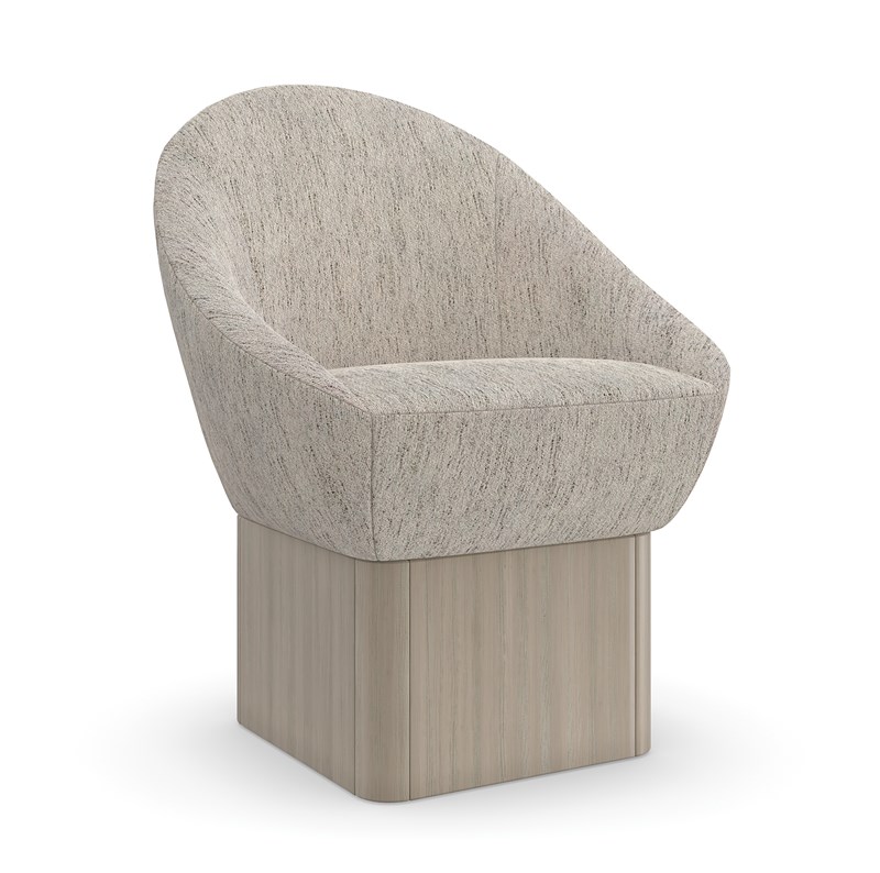 Palma by Caracole — a stylish armchair with a woven back, wooden frame, and neutral upholstered cushions.