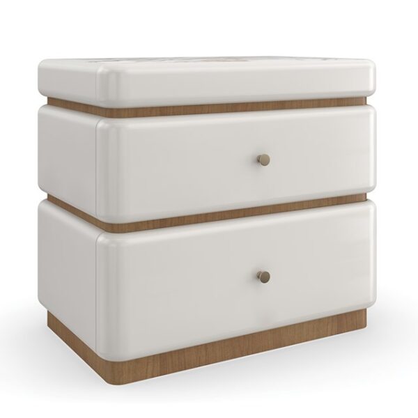 Milos Nightstand by Caracole featuring soft-close drawers and fluted drawer fronts.
