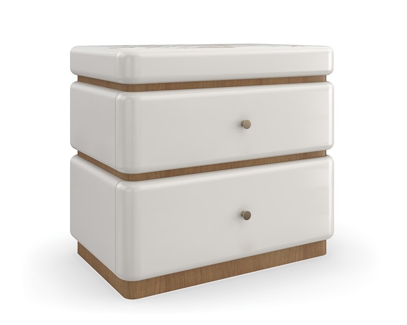 Milos Nightstand by Caracole featuring soft-close drawers and fluted drawer fronts.